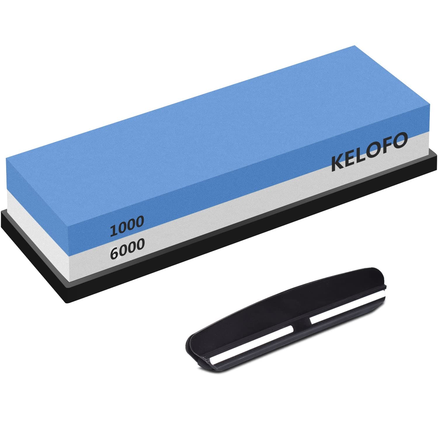 Knife Sharpening Stone Kit, KELOFO 2 Side Whetstone Set 1000/6000 Grit Sharpening and Honing Waterstone with Non-Slip Base