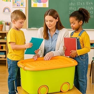 PARASNATH Polypropylene Rolling Storage Container Box (Greenyellow Colour)- 25 Litre Large With Wheels Size (50X33X26 Cm) Launch offer Actual Price 1499, Rectangular