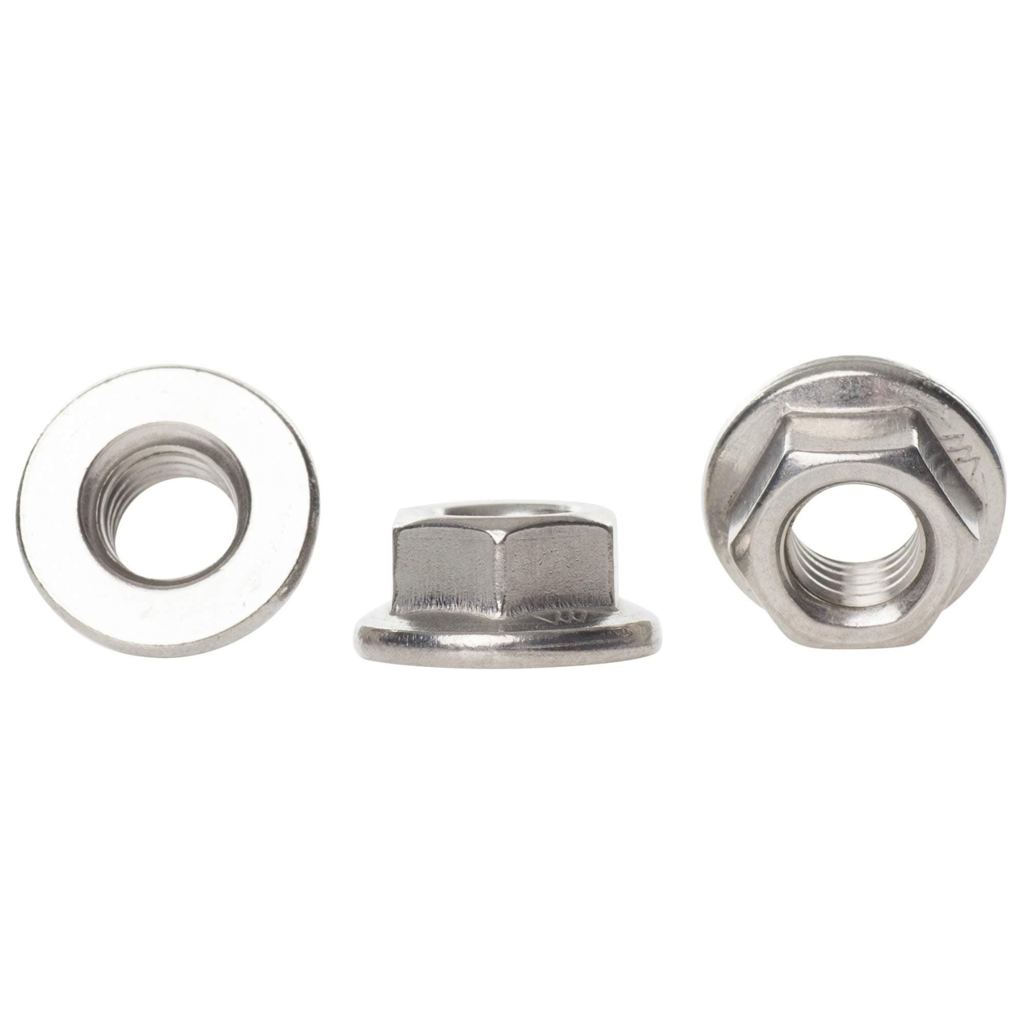 10mm / M10 A2 Stainless Steel Non Serrated Flanged Nuts Hex Flange Nut DIN 6923-20 Pack