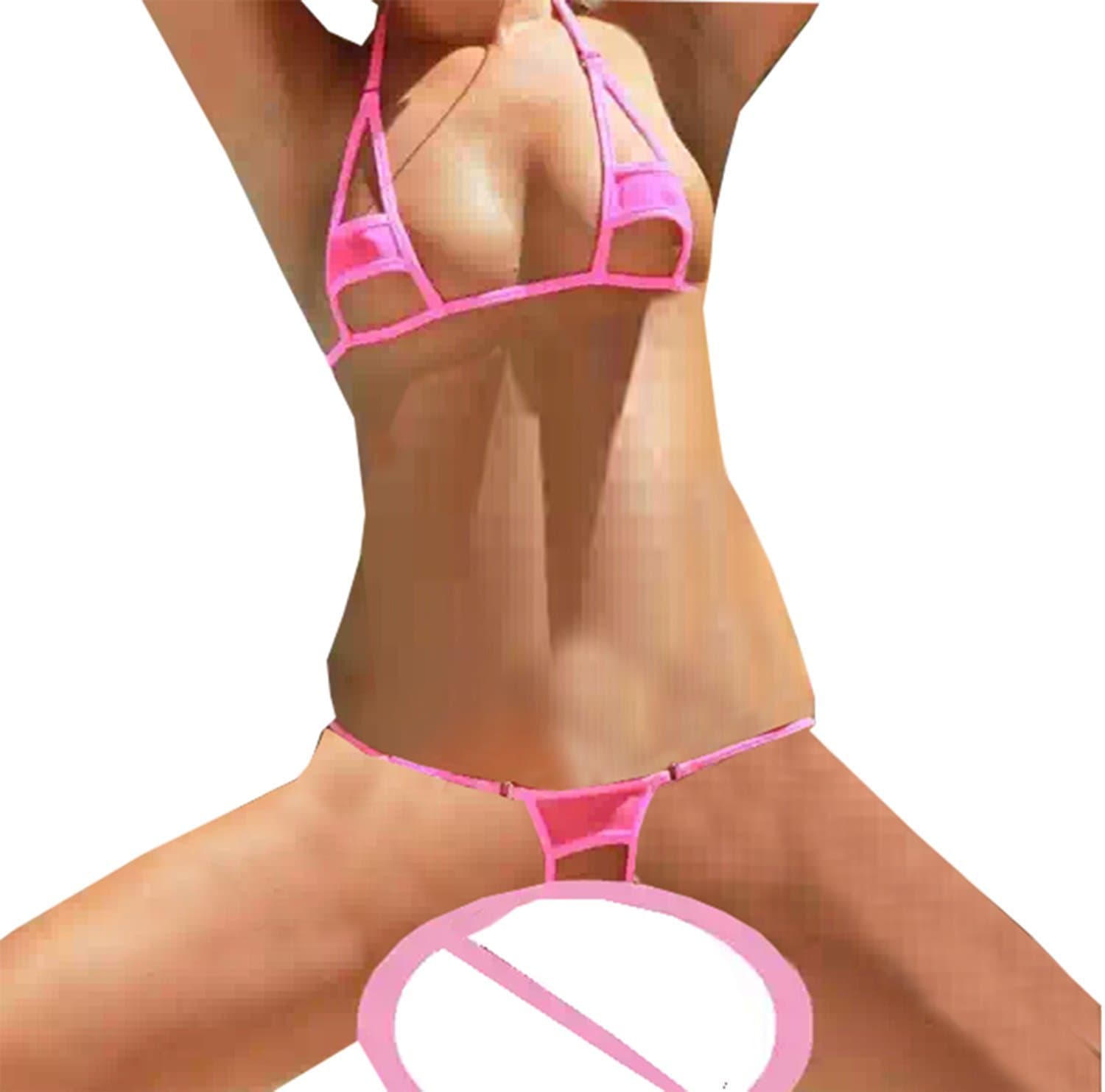 Women's Sexy Extreme Hollow Out Open Cup Crotchless G String Bikini T Back Panties Lingerie