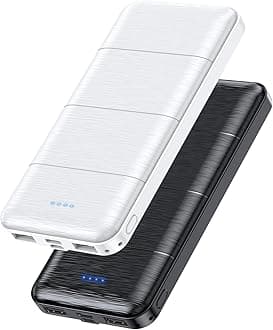 Portable-Charger-Power-Bank - 2 Pack 15000mAh Dual USB Power Bank Output 5V3.1A Fast Charging Portable Charger Compatible with Smartphones and All USB Devices (Deep Black and White)