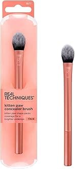 Real Techniques Brightening Concealer Makeup Brush, Face Brush For Eye Cream And Concealer, Covers Blemishes, Imperfections, And Dark Circles, Orange Face Brush, Rt 242 Brush, 1 Count