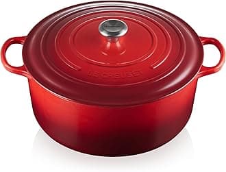 Signature Enameled Cast-Iron 13-1/4-Quart Round French (Dutch) Oven, Cerise (Cherry Red) w/Stainless Knob