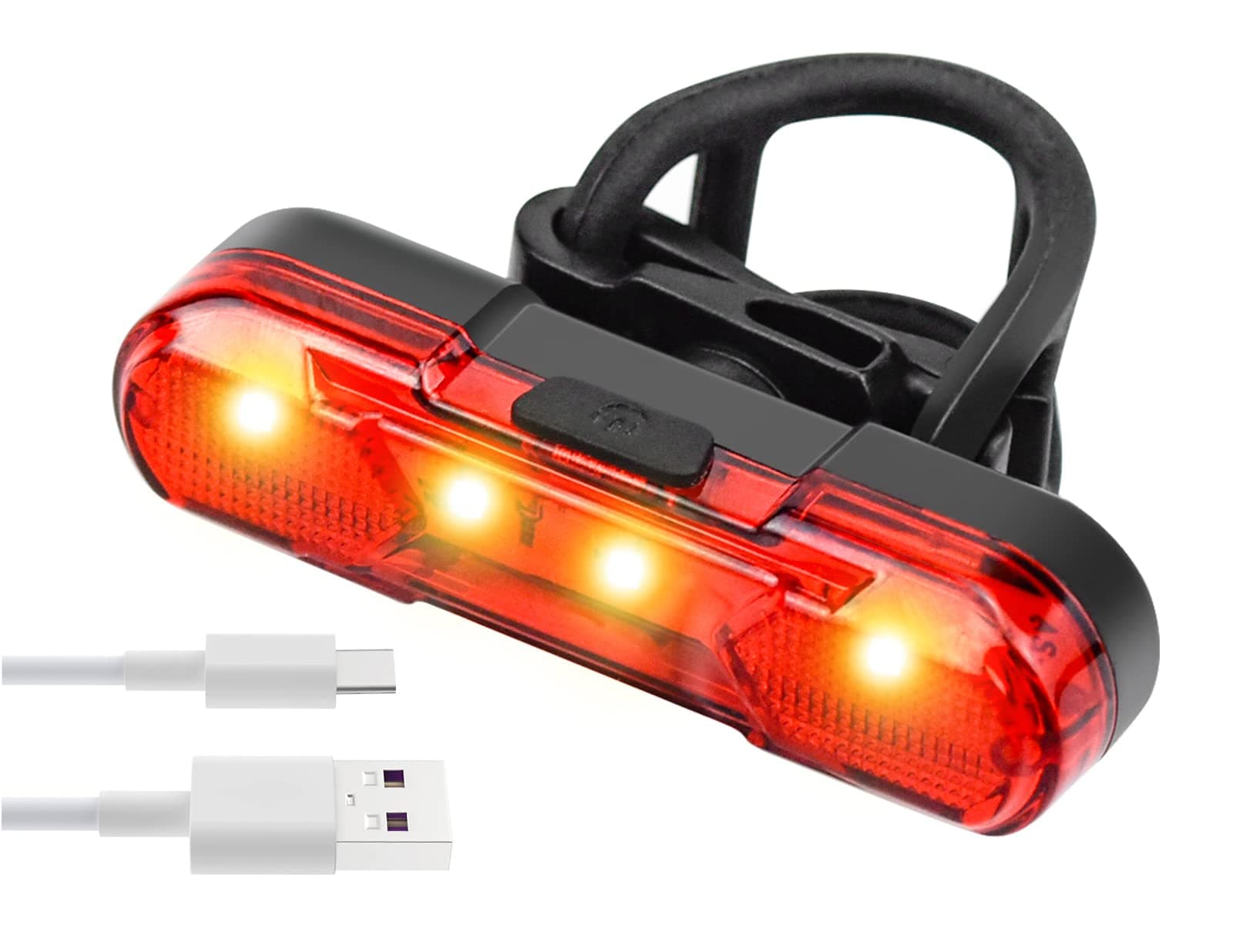 Nerissa Rear Bike Light LED Red Bike Tail Light USB Rechargeable Bicycle Taillight Waterproof High Brightness Bike Back Light for Cycling Helmet Backpack Safety Warning, 4 Steday/Flash Modes