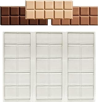 GenericPlain Chocolate Bar Moulds - 36g, 50g, 55g, 100g, 125g, 300g - Small to Large snap bar Moulds (125g - 3 x Moulds)