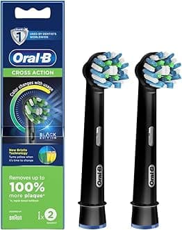 EB50BRB-2 CrossAction Replacement Brush Head Refill for Electric Rechargeable Black Pack Of 2 Count
