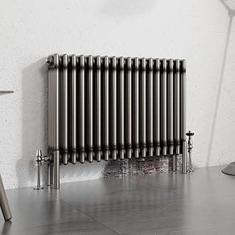 Warmehaus 600x830mm Raw Metal Horizontal 4 Column Radiator Traditional Cast Iron Style Bathroom Radiator Central Heating