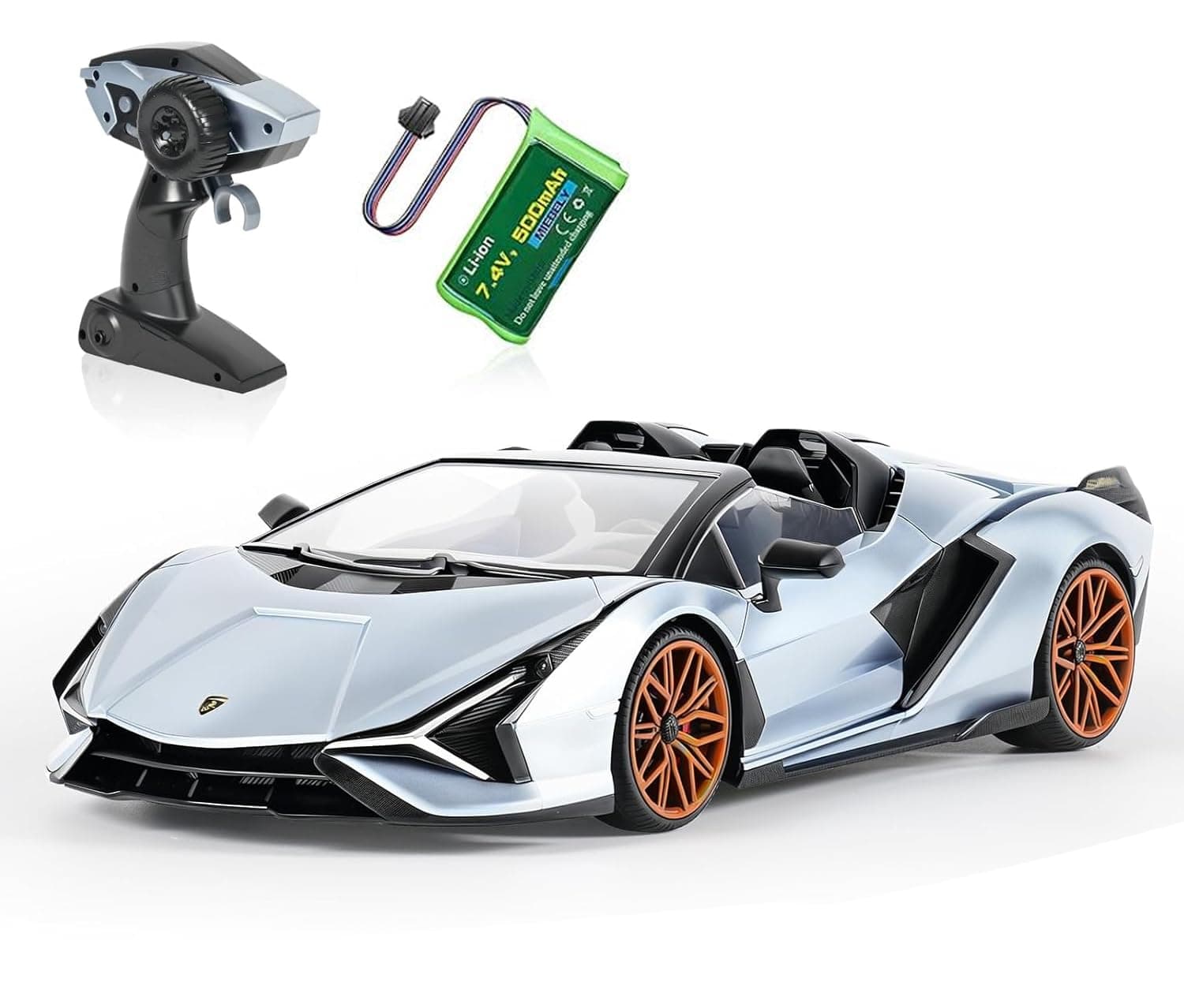 Lamborghini Remote Control Car, 1:16 Scale Lambo Toy Car 7.4V 500mAh Officially Licensed 12Km/h Rc Cars with Led Light 2.4Ghz Model Car for Adults Boys Girls Birthday Ideas Gift (Light Blue)