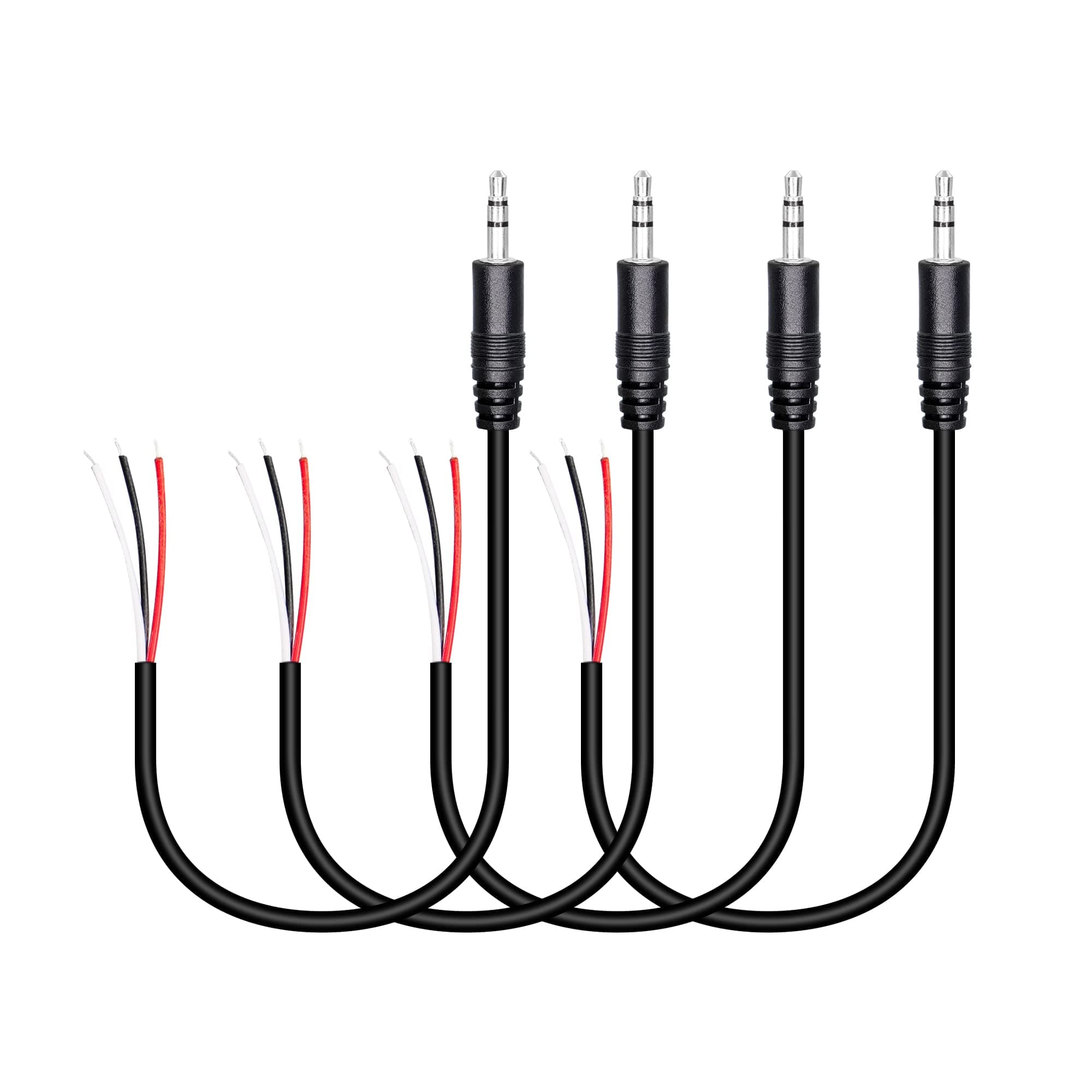 RIIEYOCA 4 Pack 3.5mm Male Plug to Bare Wire Stereo Audio Cable,1/8" TRS 3 Pole Mono Male Plug to Open End Audio Cable,for and Audio Equipment Installed or Replace Repair