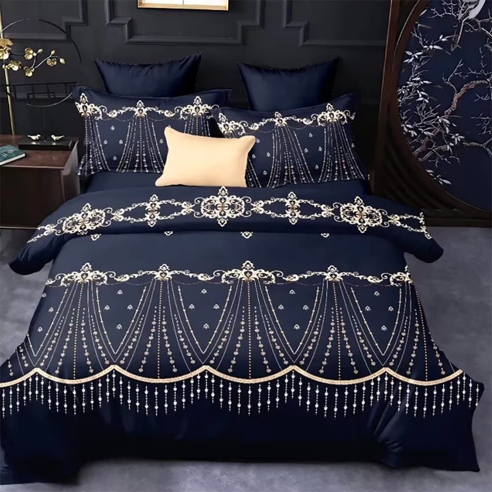 Shatex Comforter Sets King Cal King Size Bed 3 Piece King Comforter Bedding Set- All Season, Ultra Soft Polyester Crystal Pattern Bedding Comforters- Navy