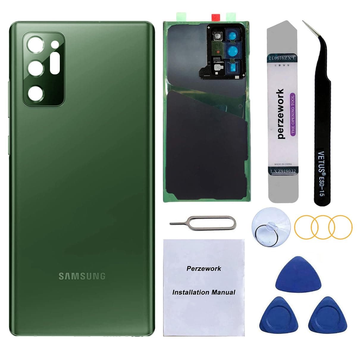 Rear Back Glass Replacement for Samsung Galaxy Note 20 Ultra 6.9-inches 5G with Reparing Toolkit (Mystic Green)