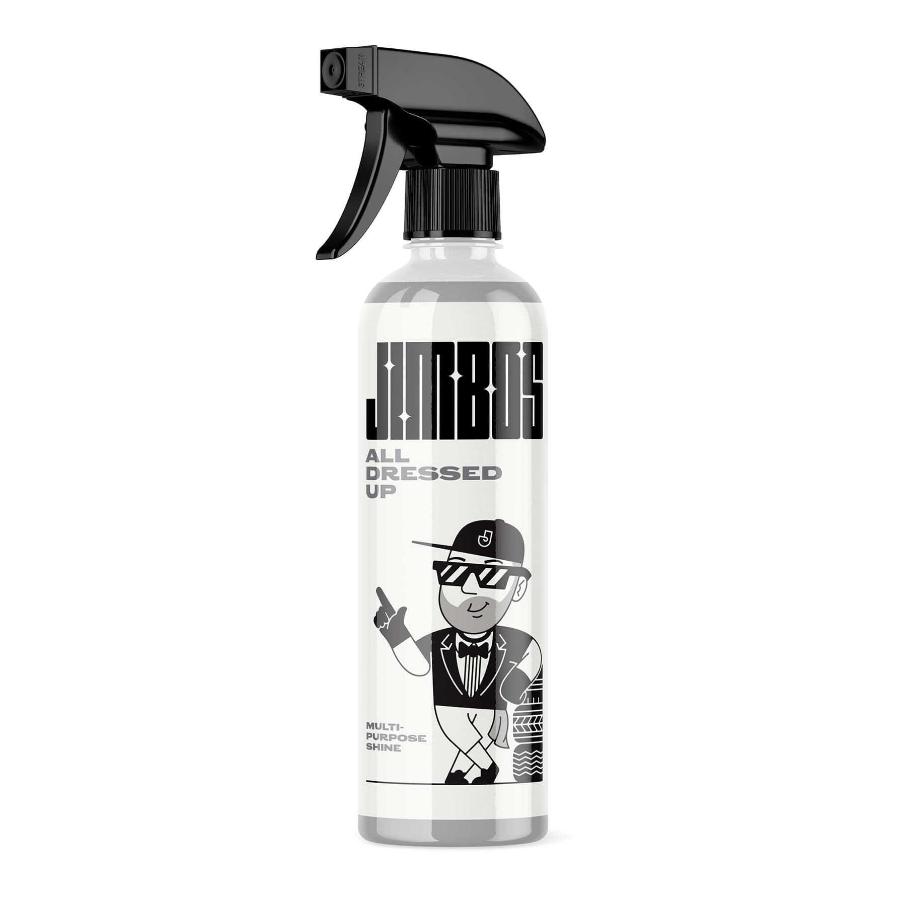 JIMBO'S ALL DRESSED UP - Plastic, Rubber, Trim Dressing, Ideal For Exterior & Interior Surfaces, Dilutable & Adjustable Shine, UV Protection