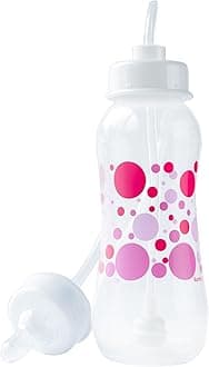 Hands-Free Baby Bottle - Anti-Colic Nursing System 9 oz Baby Bottle with Fast Flow/Teat 3m+ Infant with Tube Straw Feeding System for Toddler (1 Bottle - Pink)
