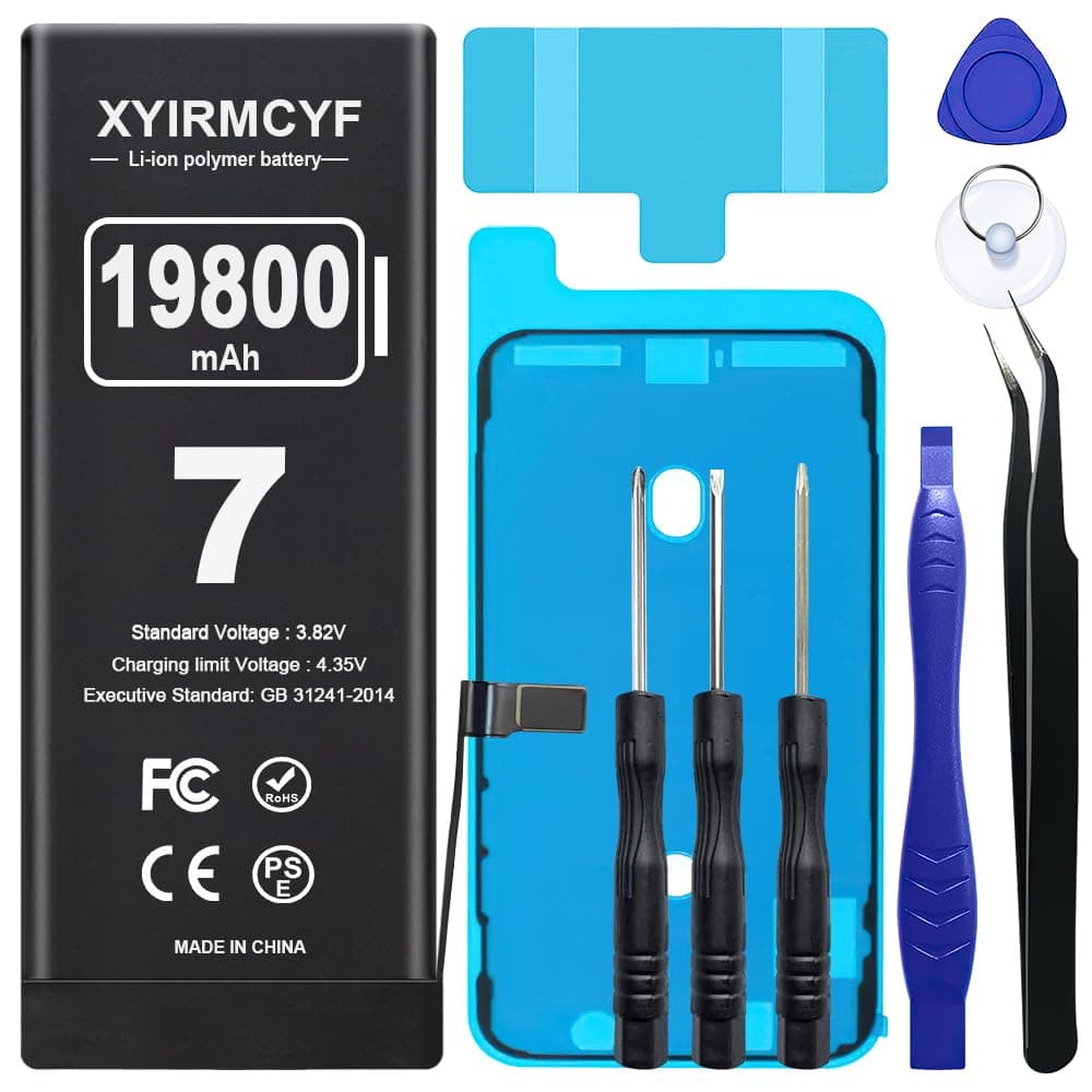 19800mAh Super Capacity Battery Compatible with iPhone 7/7G, 0 Cycle Li-Polymer Replacement Battery for iPhone 7/7G, with Professional Repair Tool Kit