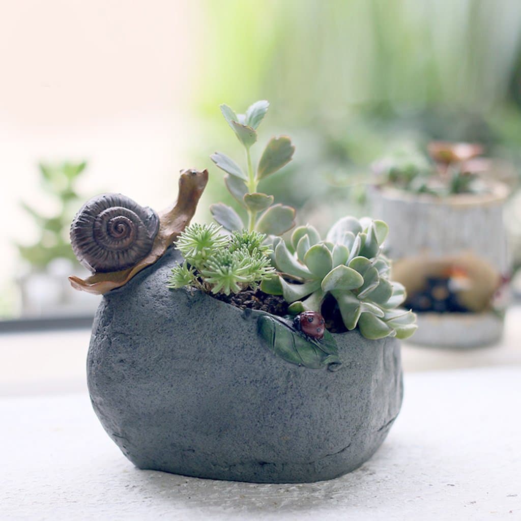 myBageecha - Cute Snail Resin Succulent Gifting Flower Pot