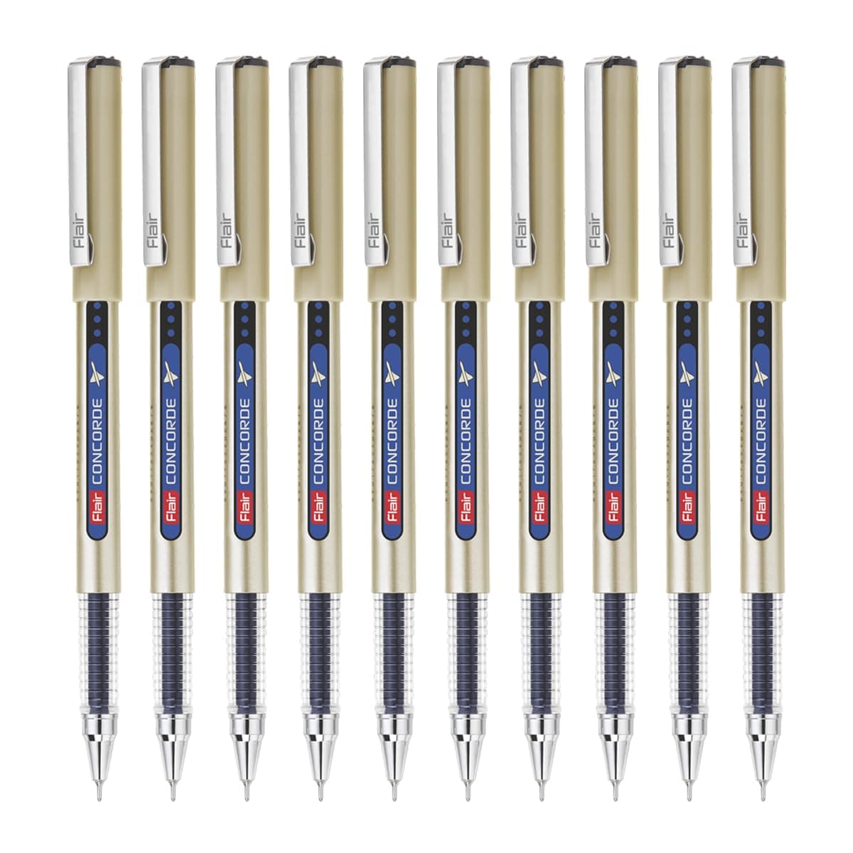 FLAIR Concorde Gel Pen Box Pack | Diamond Tip with Waterproof Gel Ink | Classy Looks & Smudge Free Writing | Durable, Refillable Pen | Blue Ink, Pack of 20