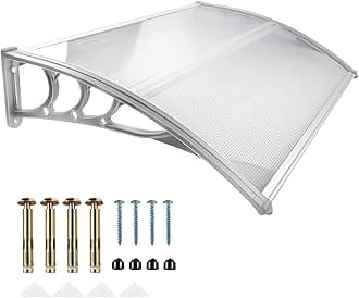 Door Canopy, Waterproof Front Door Canopy, 150 * 100 * 24.5cm Garden Canopies, Rain Awning Suitable for Door Porch, Outdoor, Roof, Patio (White-150)