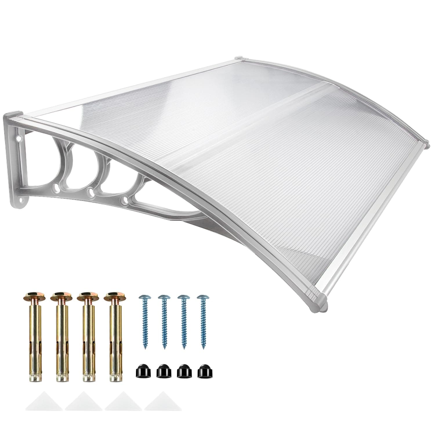 Door Canopy, Waterproof Front Door Canopy, 120 * 80 * 23cm Garden Canopies, Rain Awning Suitable for Door Porch, Outdoor, Roof, Patio (White)