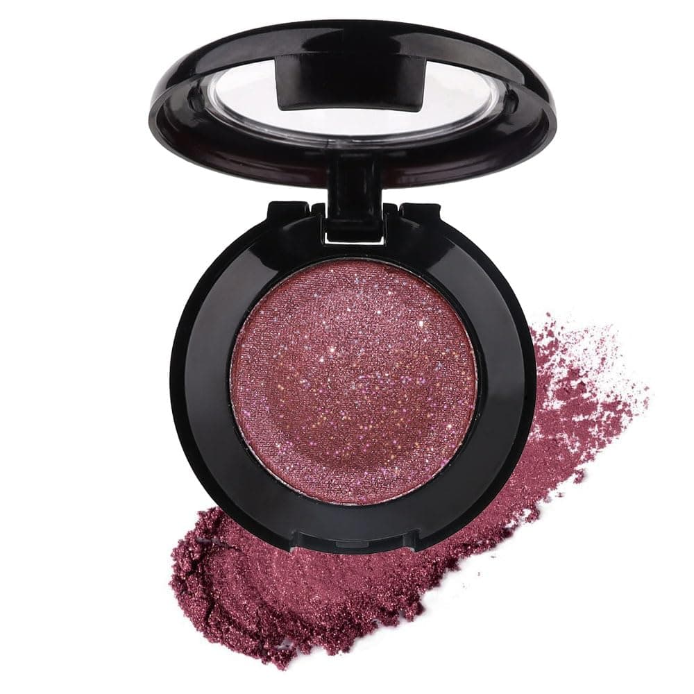 Single Dark Plum Matte Shimmer Eyeshadow,Wine Red Bright High Pigment Intense Monochrome Eye Shadow,Comes With Eyeshadow Brush and Mirror,24 Hour Eye Makeup Longwear Waterproof,Blendable