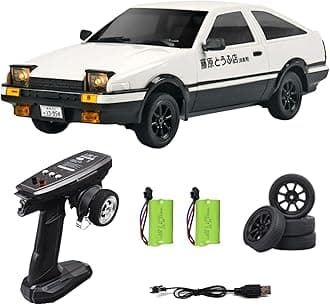 1:18 AE86 Model LD1801 RC Drift Car 1/18 2.4G Remote Control on Road ESP Gyroscope LED Mini RC Racing Cars (White)