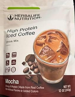 HERBALIFE NUTRITION High Protein Iced Coffee Drink Mix: (Mocha 12 oz 343g) Energy and Protein, Made From Real Coffee, Low fat, 12 ounces