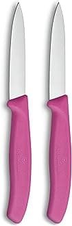 Victorinox Swiss Classic, Paring and Vegetable Knife Set, 2-piece, Extra Sharp Blade, Straight Edge for Precise cuts, 8 cm, Stainless Steel, Pink