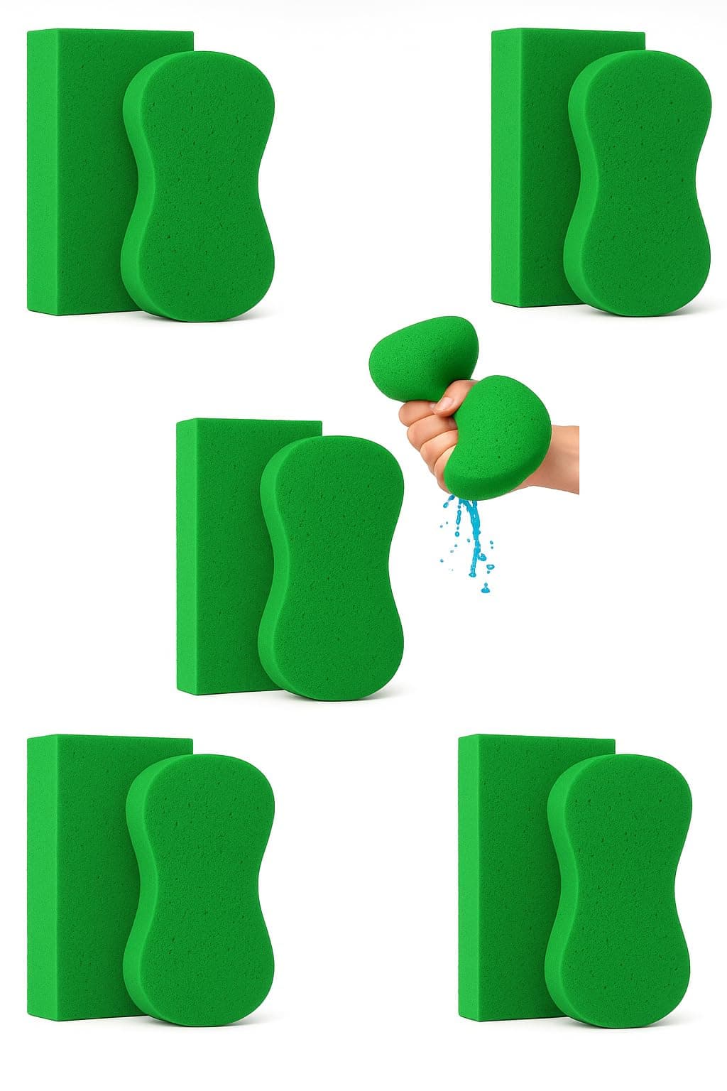 Multi-Purpose Sponges for Cleaning - Green 10 Pack, Large Sponges for Car Washing, Tile & Grout, Bulk Pack Sponge