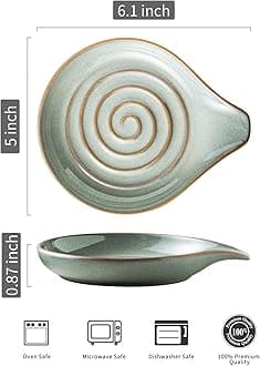 LAUCHUH Spoon Rest, 5" Large Spoon Holder for Stove Top Ceramic Spoon Rest Spatula Rest for Kitchen Utensils, Ladle, Coffee Spoons, Cooking Spoons, Spatula, Tongs, Unique Gray