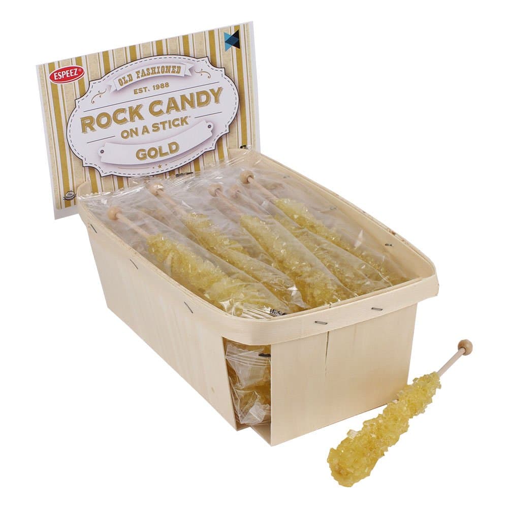 Extra Large Rock Candy Sticks: 24 Original Lollipops - Gold Rock Candy Sticks - Individually Wrapped - Espeez Rock Candy Sticks for Candy Buffet, Birthdays, Weddings, Anniversariesand Baby Shower