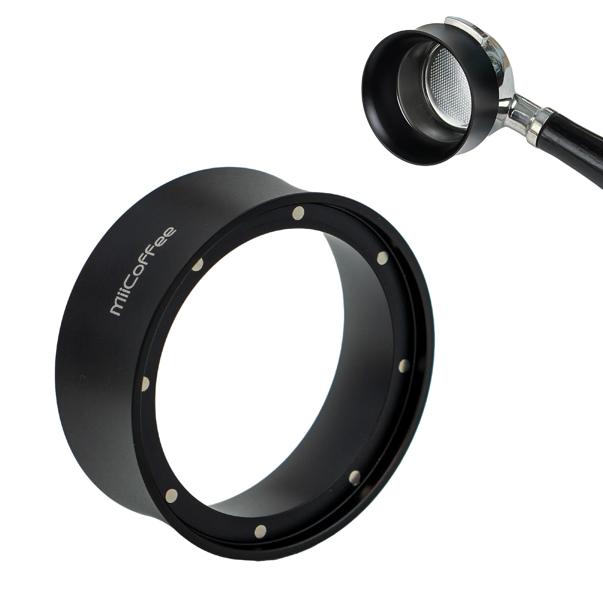MiiCoffee 58mm Magnetic Dosing Funnel - Espresso Coffee Dosing Ring - Anodized Aluminum with 9 Magnetized Steel Compatible with 58mm Portafilter (Tall)