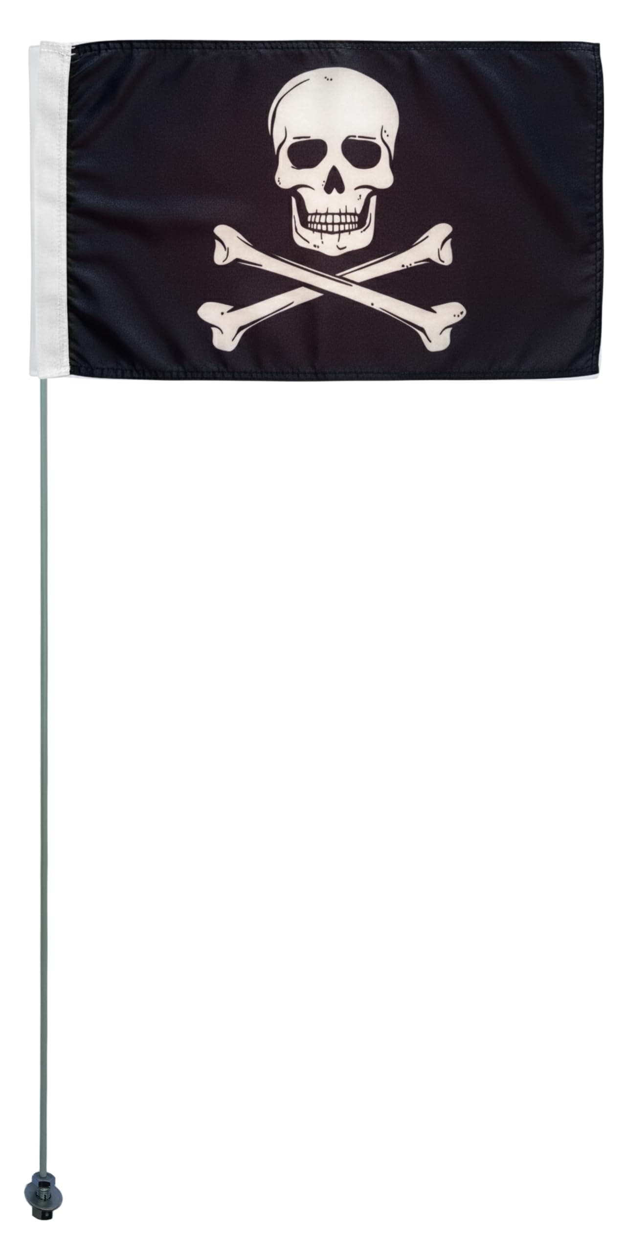 6-ft Tall 1/4 In Pole 19x12 In Pole Flag Whip Go-Kart Off-Road Sports Sand Dunes Motorcycle Safety High visibility and wind resistance Black and White Pirate