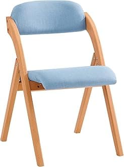 SoBuy Folding Chair Wooden Padded Kitchen&Office Chair with Ergonomic Backrest, Compact & Space-Saving, No Assembly Required Blue 47.5 x 59 x 77 cm FST92-BL