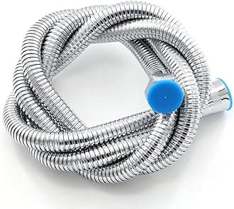 Linwnil Flexible Water Shower Hose Tube 1.5 for Home Bathroom Shower Water Hose Extension Plumbing Pipe Pulling Stainless Steel (Silver 1.5m)