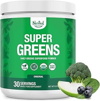 Nested Naturals USDA Organic Non-GMO Probiotics, Fiber and Enzymes Super Greens Veggie Superfood Powder Vegan Supplement