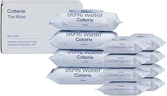 Coterie Baby Wipes for Sensitive Skin, Plant-Based & Plastic-Free Fibers, 99% Water, Hypoallergenic, pH Balanced, Unscented, Clean and Gentle Baby Essentials, 4 Standard Packs and 8 Travel Size Packs