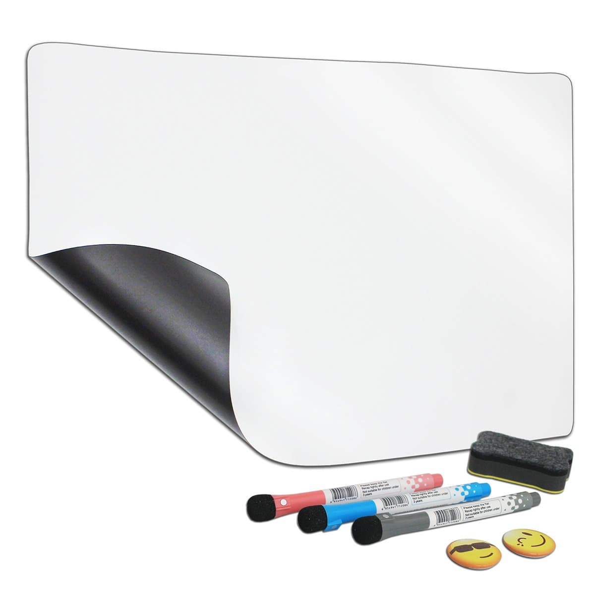NEFBENLI Magnetic Fridge Dry Erase Whiteboard A3/A4 Soft White Board Included 3 Markers & 1 Eraser& 2 Magnets for Refrigerator (A3 Size)