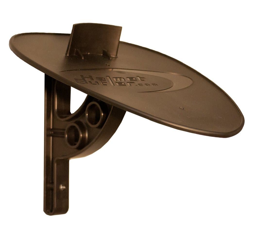 Wall Mounted Motorcycle Helmet & Gear Storage System - 64 Color Combinations - Black Top - Black Bracket