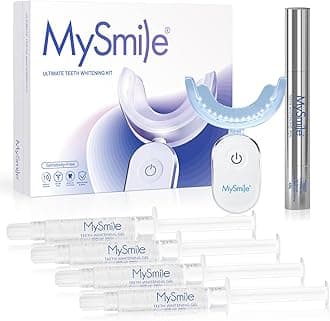 MySmile Deluxe 10 Min Teeth Whitening Kit with 28 LED Light, 35% Carbamide Peroxide Teeth Whitening Gel, Helps Remove Years of Stains from Coffee, Soda, Wines, Smoking, Food