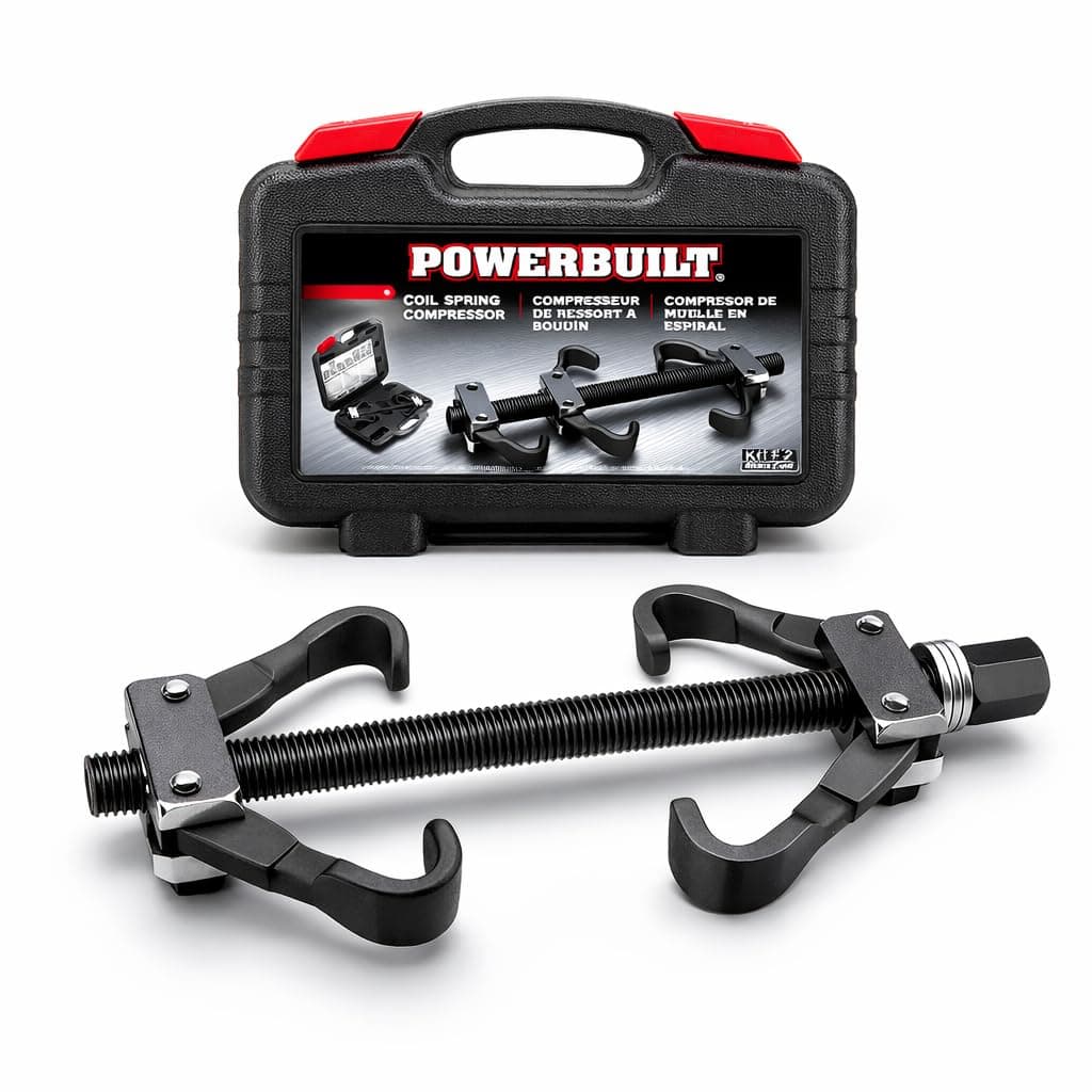 Powerbuilt Strut Coil Spring Compressor Tool Kit, Compress, Remove and Install Vehicle Strut and Coil Springs Set for Vehicles, Storage Case 648628