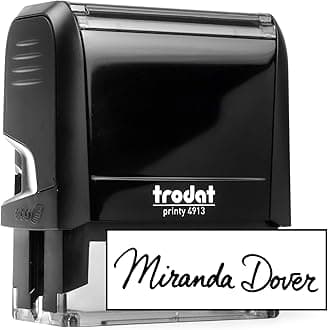 Custom Signature Stamp - Personalized Insignia - Self-Inking - Your Choice of 7 Ink Colors! (3, Large)
