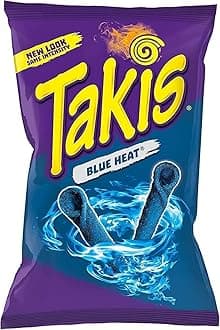 TakisRolls Spicy Blue Heat Hot Chili Pepper Tortilla Chips (1oz Bag)(10Pack) (Blue Heat)