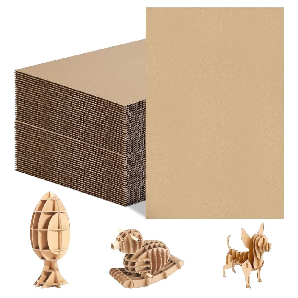 A4 Cardboard Sheets, ADERTOS 25 Pack A4 300mm x 200mm Cardboard Corrugated Sheets Pads Dividers 2.2mm Thickness Kraft Board Brown Kraft Paper Thick Cardstock Cardboard for Painting Modeling Arts Craft