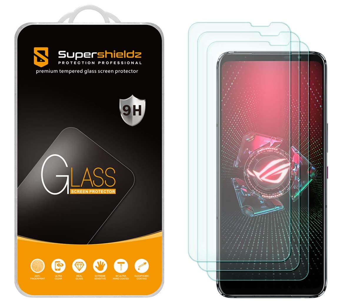 Supershieldz (3 Pack) Designed for Asus Rog Phone 6/6 Pro / 5 / 5s / 5 Pro / 5s Pro / 5 Ultimate Tempered GlassmScreen Protector, Anti Scratch, Bubble Free