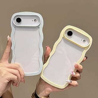 QLTYPRI Compatible with iPhone Air Case, Cute Curly Wave Frame Clear Case for Girls Women, Transparent Soft Silicone TPU Bumper Shockproof Protective Phone Cover for iPhone Air - Light Blue