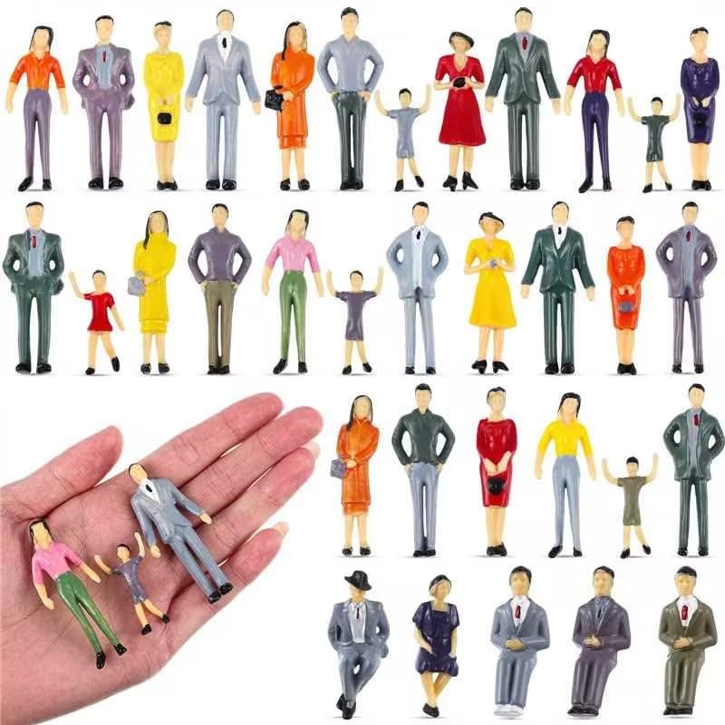 - 30 Pcs Mini People Figurines 1: 30 Scale Tiny People Model Miniature Sitting and Standing Little Plastic Figurines for Miniature Scenes