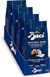 Baci Original Dark | Fine Dark Chocolate Truffle with Hazelnuts | 4.4oz each Bag - Pack of 4