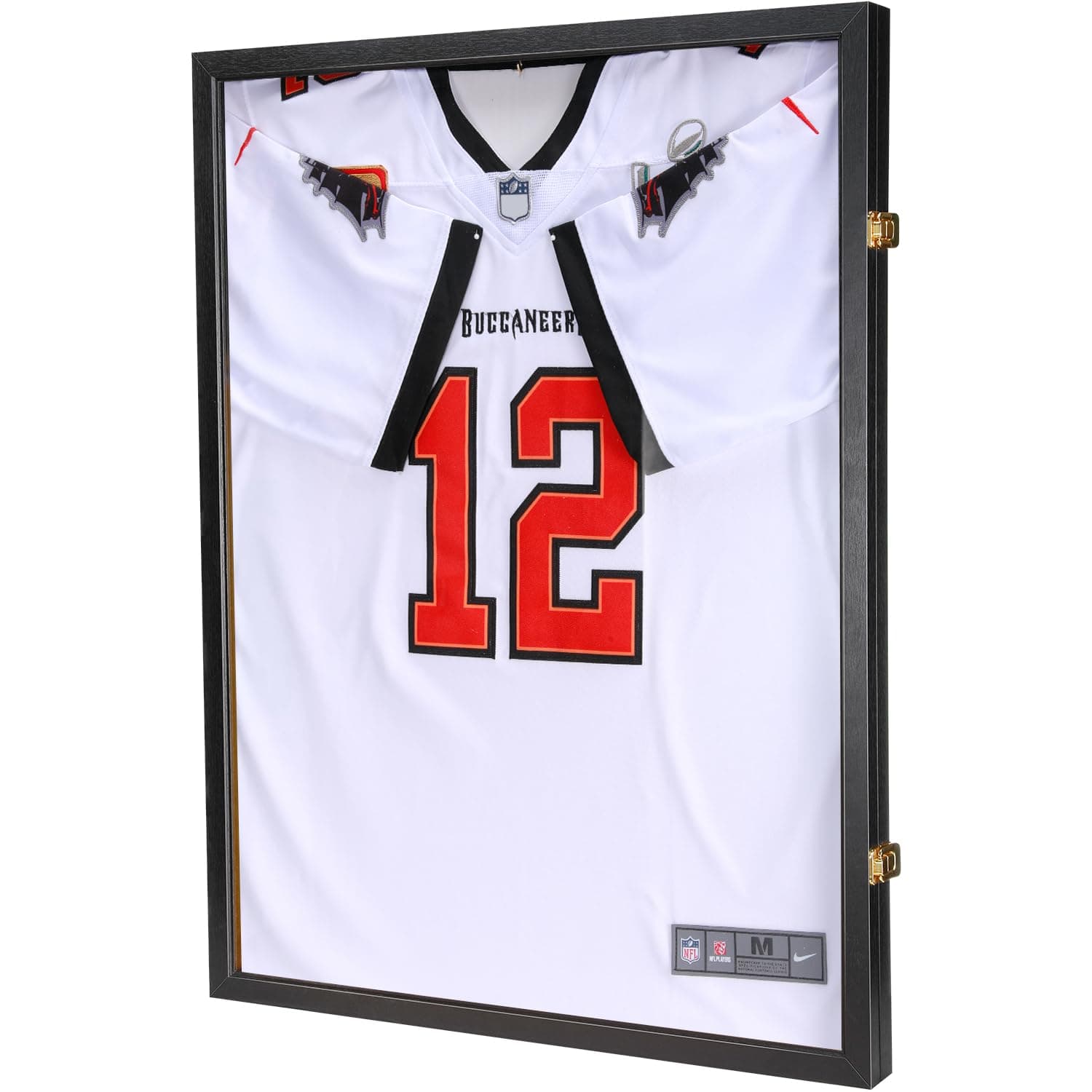 Jersey Wooden Frame Display Case -Shadow Box with 98% UV Protection Acrylic and Hanger for Baseball Basketball Football Hockey Sport Shirt and Uniform Gifts for Men(Black, 1 Pack)