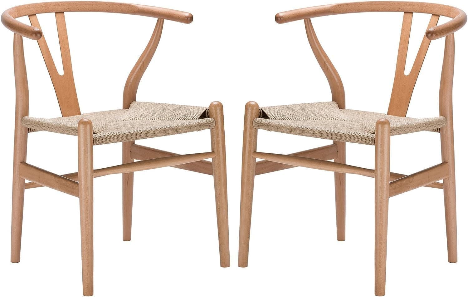 YAXANSIHDining Kitchen Room Chairs Set of 2 Poly and Bark Wishbone Style Chair (Color : Natural)