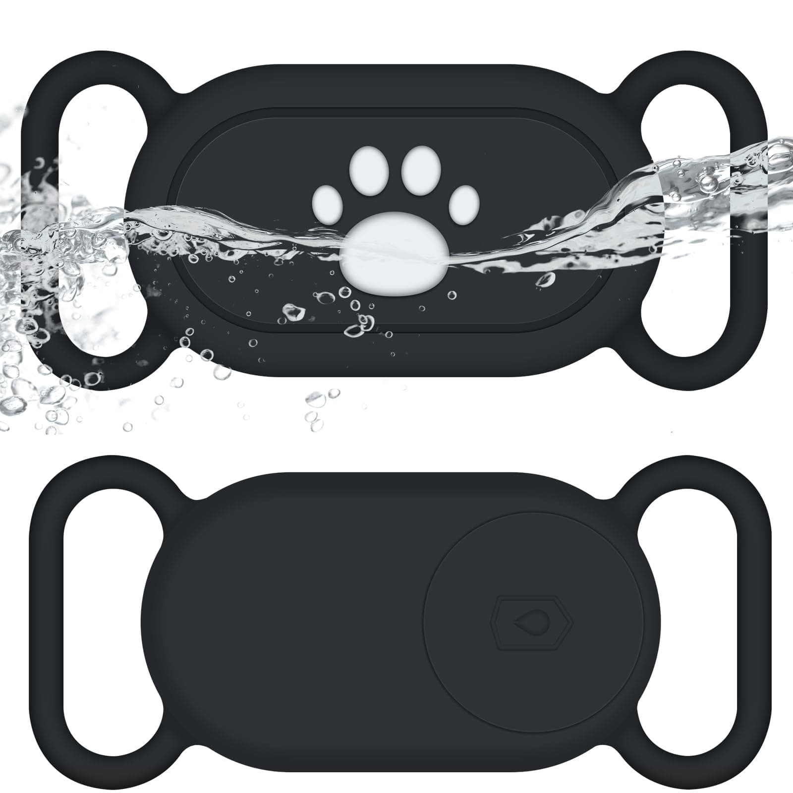 for Samsung Galaxy SmartTag2 Dog Collar Holder, 2 Pack Waterproof Anti-Lost Silicone Case for Galaxy Smart Tag 2 for Pet Dog Cat Collars (Black/Black)