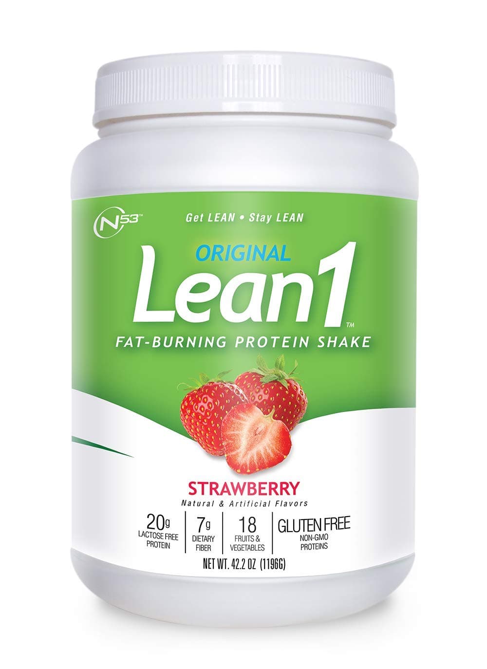 Nutrition 53 Lean 1 Meal Replacement Powder for Weight Loss, Fat Burner, Appetite Control, Strawberry - 2.6 lbs